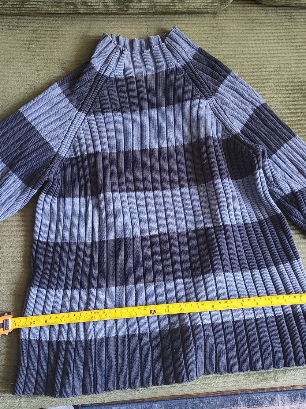 Route 66 Blue and Navy Ribbed Mock Neck Sweater